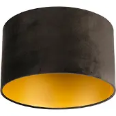 QAZQA Velours lampenkap zwart 35/35/20 met gouden binnenkant
