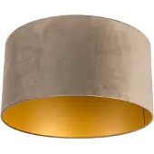QAZQA Fluwelen lampenkap taupe 50/50/25 met gouden binnenkant