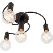 QAZQA Art deco plafondlamp zwart 4-lichts - Facil