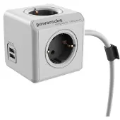 Eminent allocacoc PowerCube Extended USB incl. 3 m kabel grijs Type