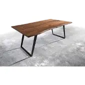 DELIFE Eettafel Edge 200x100 acacia bruin metaal schuin Live-Edge