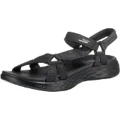 SKECHERS Skechersvoor vrouwen. 15316 On The Go 600 Brilliacy Zwarte Sandalen (39), Stof, Plat, 1 tot 3 cm, Klittenband, Casual