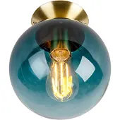 QAZQA Art deco plafondlamp messing met oceaanblauw glas - Pallon