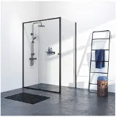 Sealskin - Douchedeur + Zijwand Contour 140 X 200cm - Zwart Profiel - 6 Mm Helder Glas