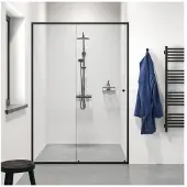 Sealskin - Douche Schuifdeur Contour 120 X 200cm - Zwart Profiel - 6 Mm Helder Glas