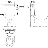 GROHE Bau Duoblokreservoir met zijaansluiting 34,3x15,3x37,7 cm Keramiek Wit