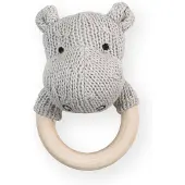 Jollein bijtring Ø 7cm Soft knit hippo light grey