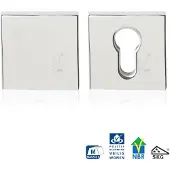 GPF bouwbeslag RVS gepolijst veiligheidsrozet vierkant 54 mm SKG*** - buiten blind