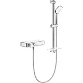 GROHE Grohtherm Smartcontrol Doucheset - thermostatische douchekraan - met glijstangset - 60cm - ronde handdouche - 3 straalsoorten - gladde doucheslang - met zeepschaal - chroom 34720000