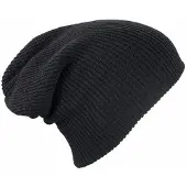 Myrtle beach Basic beanie muts lang zwart voor dames - wintermuts