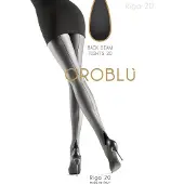 Oroblu Riga 20 zwarte panty met rode naad