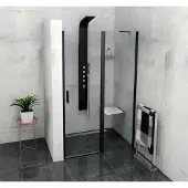 Polysan Zoom Black Douchedeur 120cm, helder glas