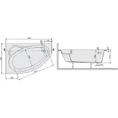 Sanplast Ekoplus hoekbad 140x90cm wit links inclusief potenset