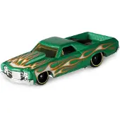 Hot Wheels Flames auto '71 El Camino 7 cm groen