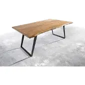 DELIFE Eettafel Edge 200x100 acacia natuur metaal schuin Live-Edge