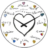 Nextime NE-3160 Wandklok Dia. 35 Cm, Bol Glas, Wit, 'Loving You Dome'