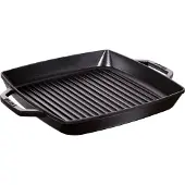 Staub grillpan met 2 grepen 28 x 28 cm gietijzer zwart