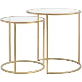 Light & Living Bijzettafel DUARTE - glas-goud - set van 2
