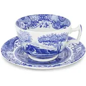 Spode Italian Ontbijtkop Met Schotel 28 Cl - Koffiekopjes Porselein Blue - BLI1260