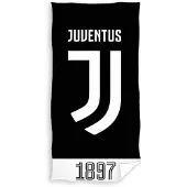 Carbotex strandhanddoek Juventus 70 x 140 cm katoen zwart/wit