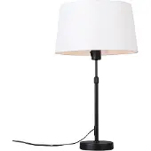 QAZQA Tafellamp zwart met kap wit 35 cm verstelbaar - Parte