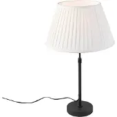 QAZQA Tafellamp zwart met plisse kap crème 35 cm verstelbaar - Parte