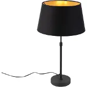 QAZQA Tafellamp zwart met kap zwart met goud 35 cm - Parte