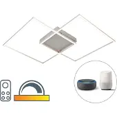 Q-SMART-HOME Slimme plafondlamp Inigo, dimbaar, alu / grijs / zink, Woon-/ Eetkamer, metaal, Modern, Slimme plafondlamp