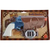 Smiffys Cowboy revolver - blauw - met holster - verkleedaccessoires wapens - pistool