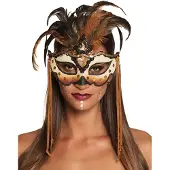 Boland Oogmasker voodoo mambo (bruin, beige en naturel)