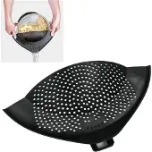 Metaltex - Vergiet - Afgiethulp - Afgietdeksel met handvaten - Clip on - Zwart