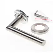 Intersteel enkele deurklink rechts rechte Jura op rond rozet rvs