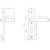 Nemef 3251 FP Rs Beslag kortschild rechthoekig | Blok kruk-knop | beslagset | geveerd | krukstift 8mm | F1 aluminium | PC55-PC55 | draairichting rechts - 9325106551