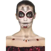 Smiffys Leuke make-up set Day of the dead zwart rood