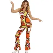 Widmann Jaren 70 jumpsuit groovy vlakken