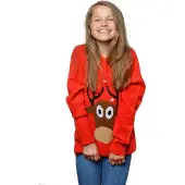 Coppens Kersttrui rood rendier kids - 100% acryl - Kerst | Maat 5-6 Jr |