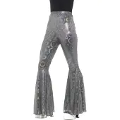 Smiffys Mooie Hippie broek in zilver met glitters