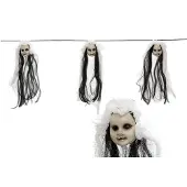 Rubies Feestdecoratie slinger met horror meisjes poppen hoofdjes 150 cm - Halloween versiering