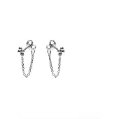 Karma Oorbellen Chain 4 Dots Zilver