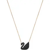 Swarovski Ketting 'Swan' rose-goud / zwart