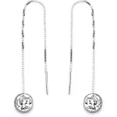 Karma Pull Through Doortrek Oorbellen Coin Zilver