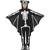 Smiffys Kostüm - Bat Skeleton - Schwarz/Weiß - - 7-9 Jahre (122-134) - Kostüme