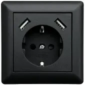 LEDmaxx USB1002 1-voudig Stopcontact (onderbouw) Met USB, Aanraakbeveiliging Zwart
