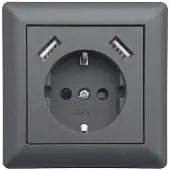 LEDmaxx USB1003 1-voudig Stopcontact (onderbouw) Met USB, Aanraakbeveiliging Antraciet