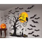Amscan muurdecoratie Halloween 165 cm karton zwart 32-delig