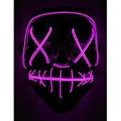 Vegaoo - Fuchsia lichtgevend led masker voor volwassenen