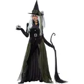 Vegaoo - Lange groene en zwarte gothic heks outfit voor volwassenen