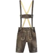 Haus Huberts Heren korte leren broek, zandkleurig, maat: 48