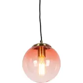 QAZQA Art deco hanglamp messing met roze glas 20 cm - Pallon