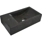 Wiesbaden B fontein 40x22cm links met 1 kraangat hardsteen zwart